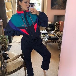 Nevica All In One Navy Blue 80’s Retro Ski Suit